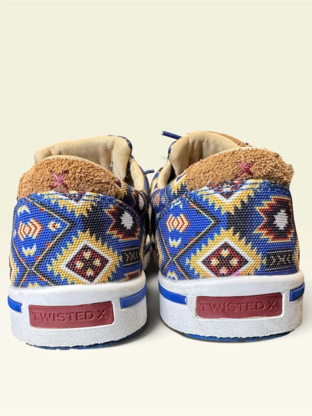 Twisted X Men's Slip-On Sneakers in Blue with Multicolor Aztec Pattern Size 8